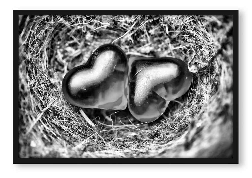 Pixxprint zwei Herzen, Poster mit Bilderrahmen