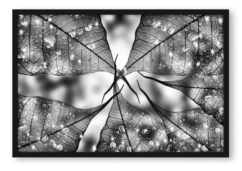 Pixxprint Grüne Blätter, Poster mit Bilderrahmen