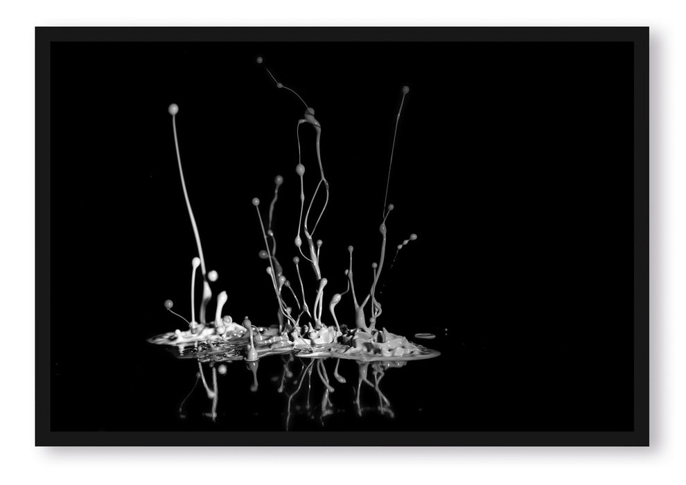 Pixxprint Dark Farbspritzer, Poster mit Bilderrahmen