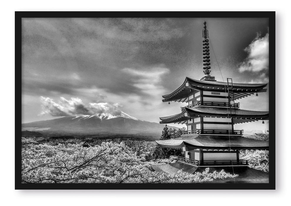 Pixxprint Japanisches Gebäude, Poster mit Bilderrahmen