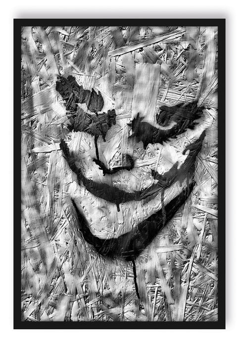 Pixxprint Böser Clown Gesicht, Poster mit Bilderrahmen