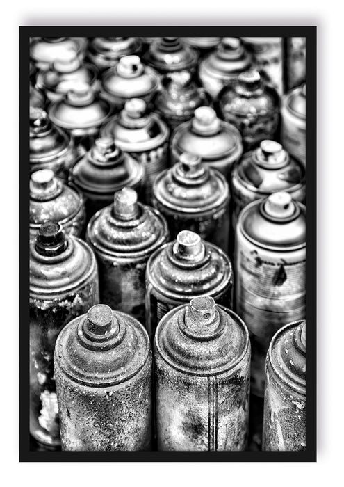 Pixxprint Graffiti Farbflaschen, Poster mit Bilderrahmen