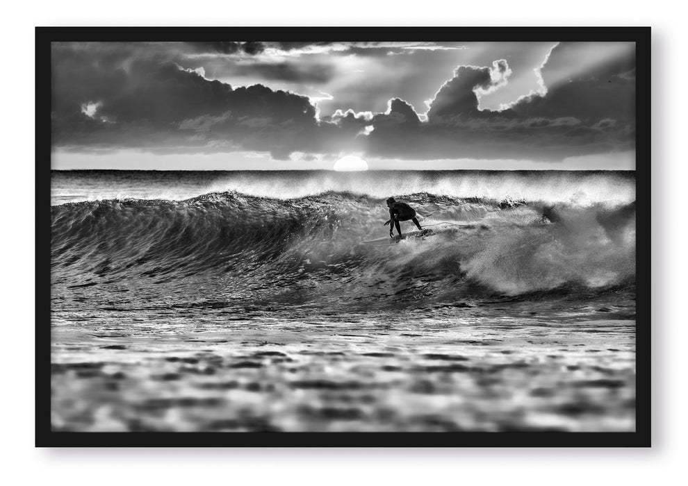 Pixxprint Surfen Wellenreiten, Poster mit Bilderrahmen