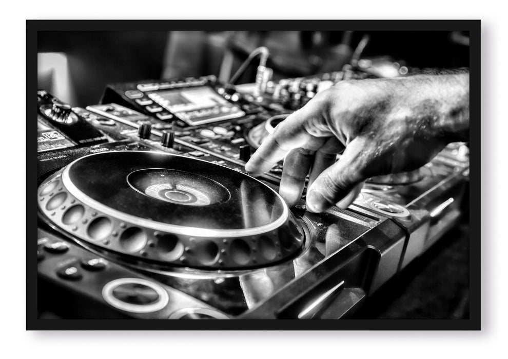 Pixxprint DJ Plattenteller, Cool Music, Poster mit Bilderrahmen
