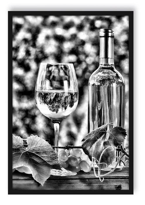 Pixxprint Wein und Weintrauben, Poster mit Bilderrahmen