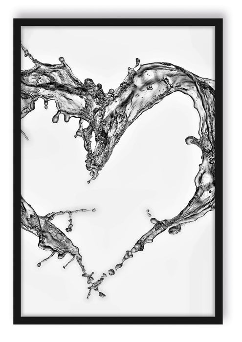 Herz aus Wasser, Poster mit Bilderrahmen