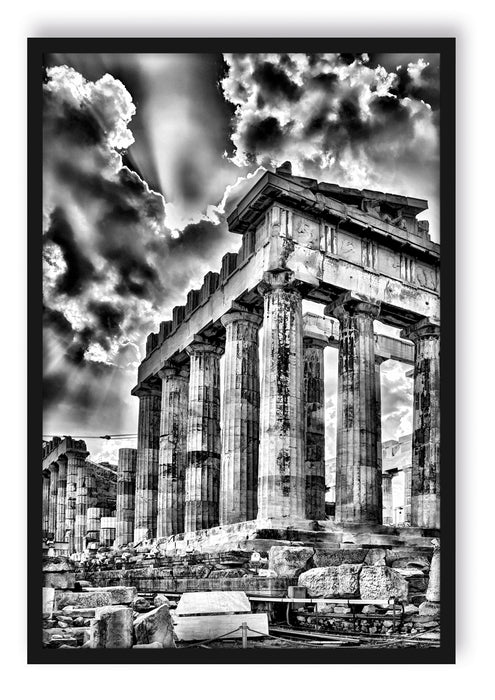 Antike Säulen Griechenland, Poster mit Bilderrahmen