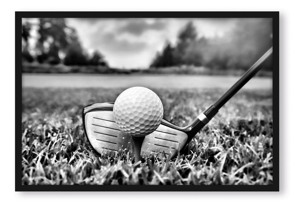 Golf Abschlag, Poster mit Bilderrahmen
