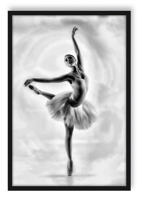 Pixxprint Ästhetische Ballerina, Poster mit Bilderrahmen
