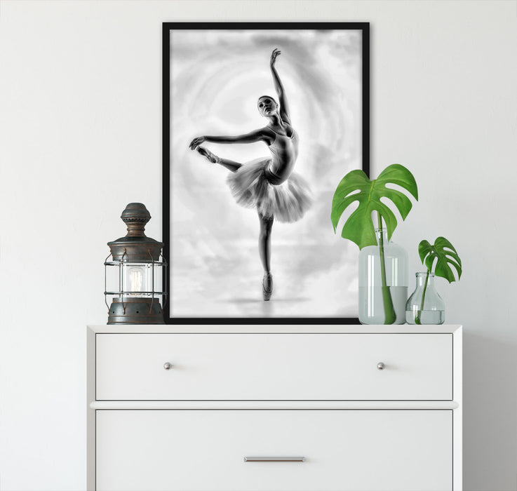 Ästhetische Ballerina, Poster mit Bilderrahmen