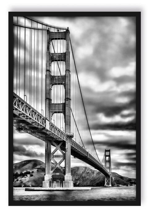 Pixxprint Blick auf Brücke in San Francisco, Poster mit Bilderrahmen