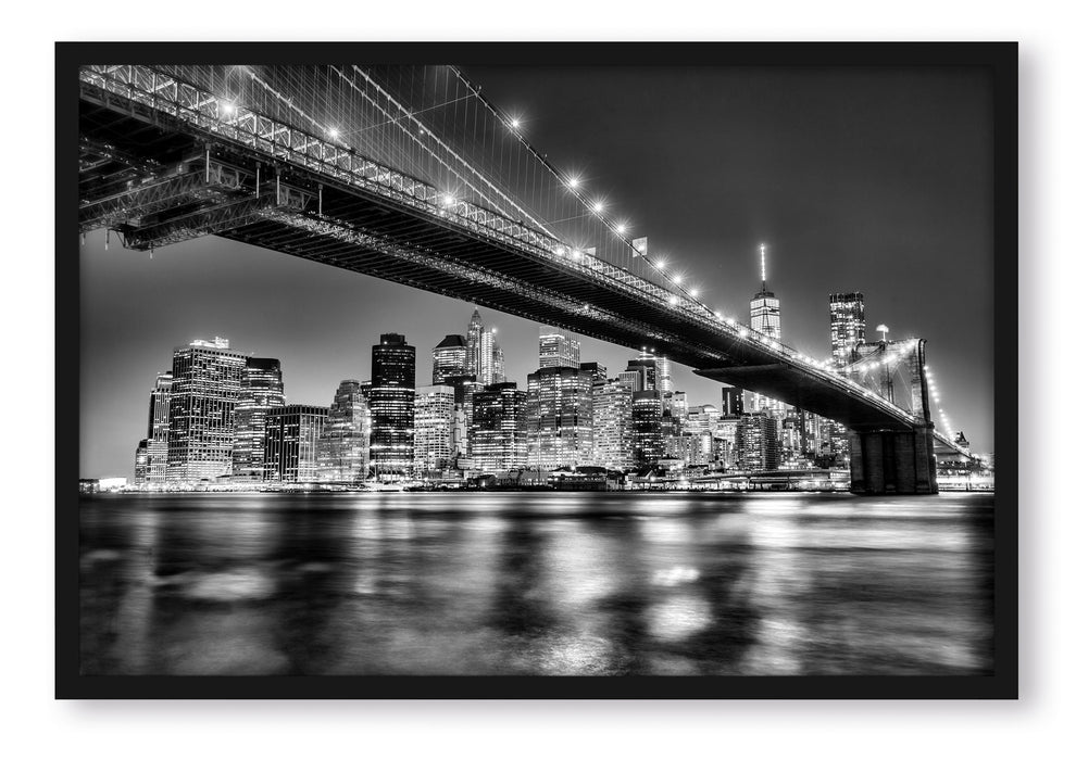 Pixxprint Skyline von Manhattan, Poster mit Bilderrahmen