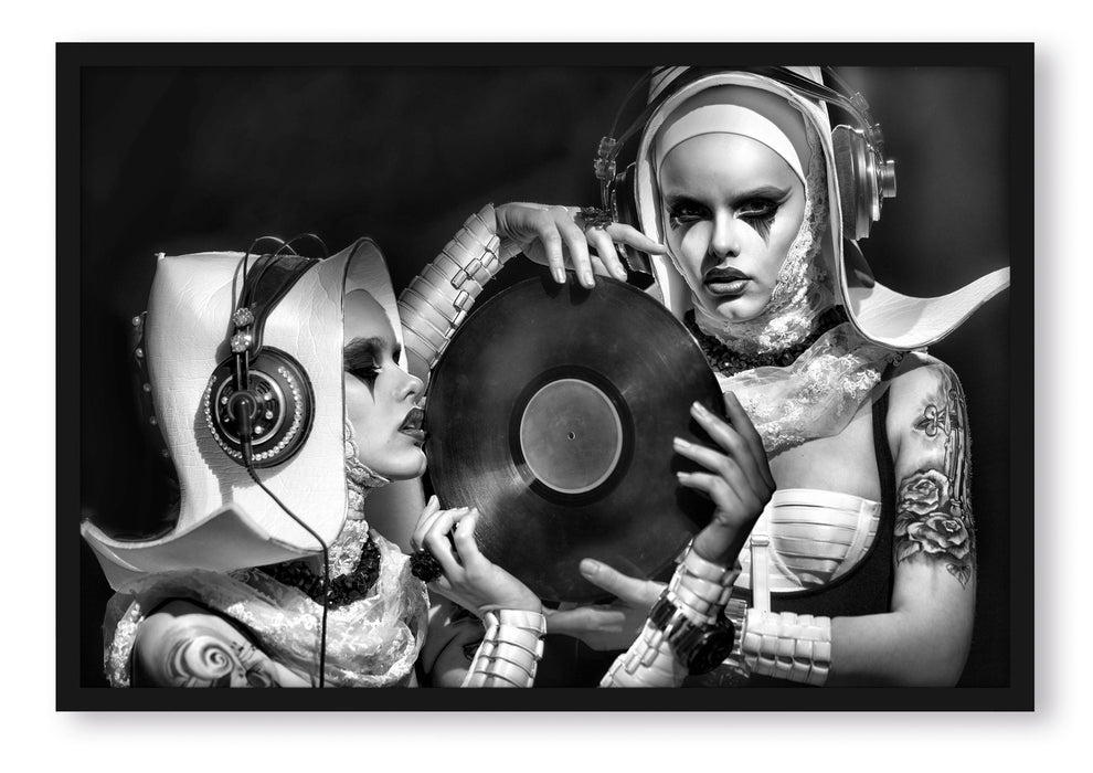 Mysteriöse DJ Frauen, Poster mit Bilderrahmen
