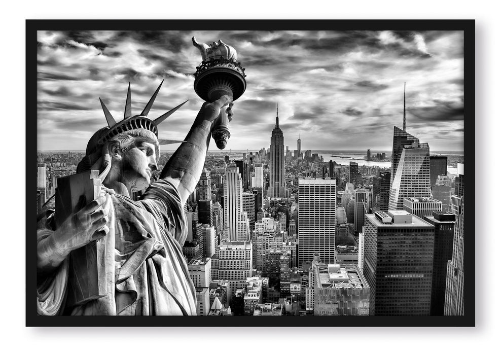 Pixxprint Freiheitsstatue in New York, Poster mit Bilderrahmen