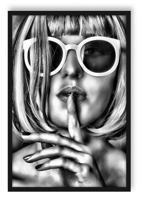 Pixxprint Frau mit Haaren, Poster mit Bilderrahmen