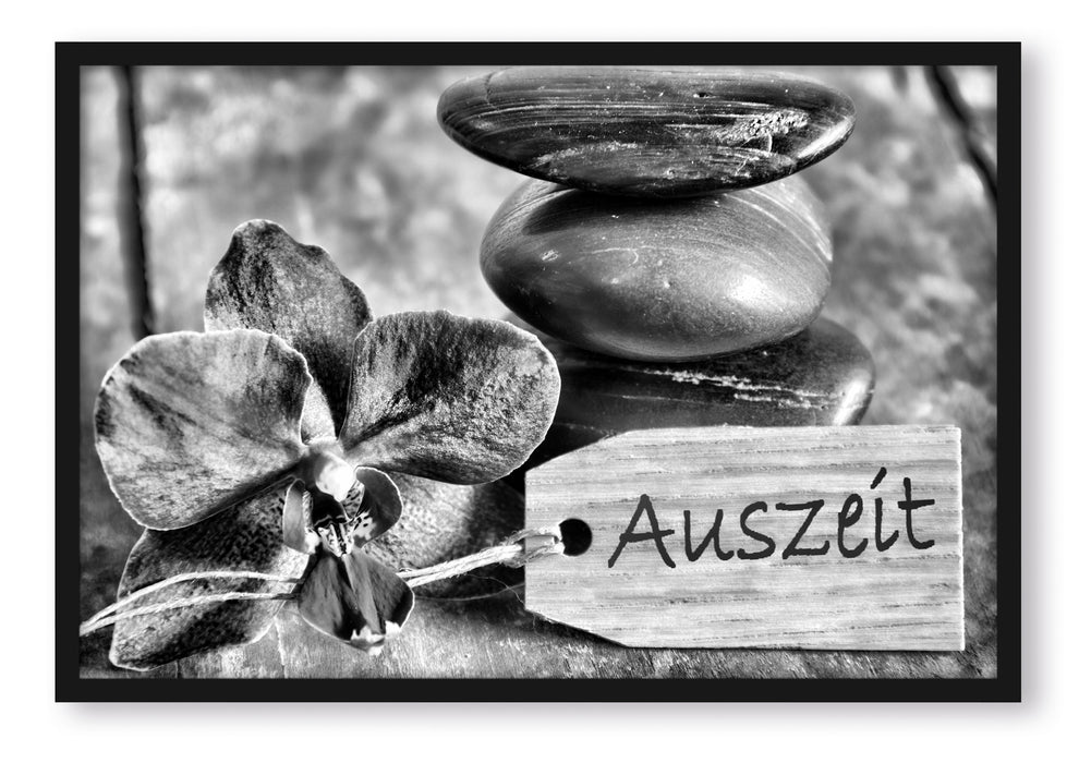 Pixxprint Auszeit Orchidee mit Zen Steinen, Poster mit Bilderrahmen
