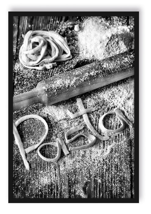 Pixxprint Frische Nudeln Pasta Italia, Poster mit Bilderrahmen