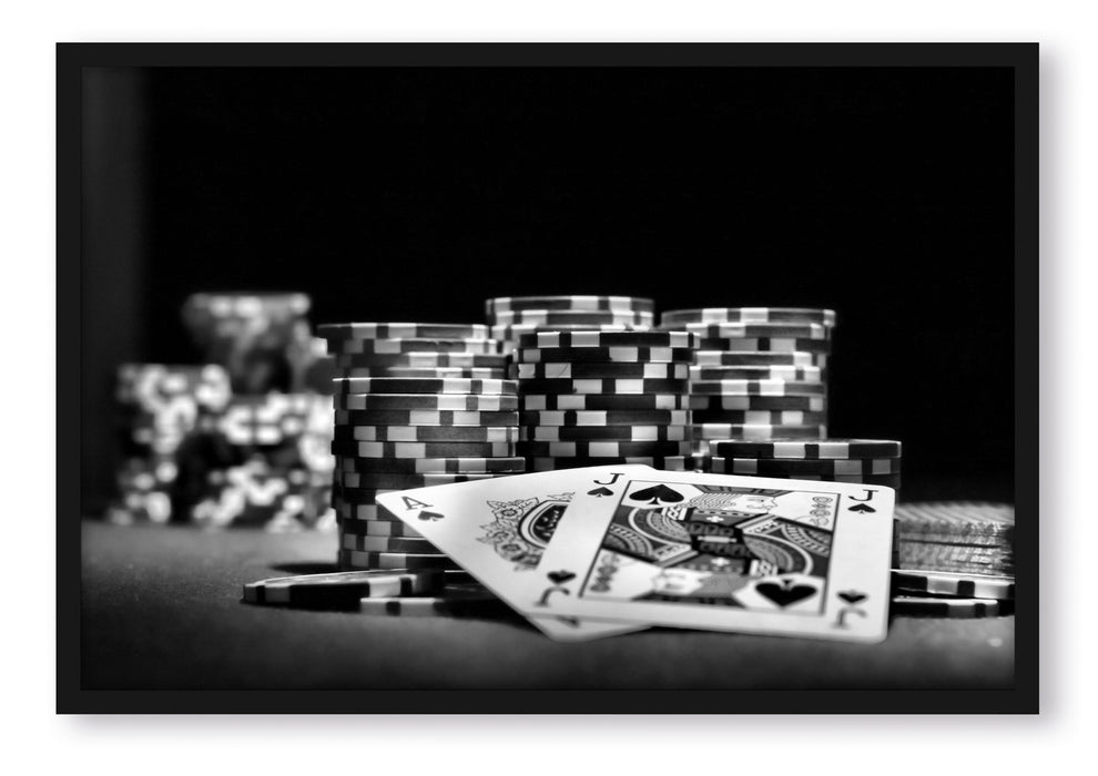 Pixxprint Pokertisch Las Vegas, Poster mit Bilderrahmen