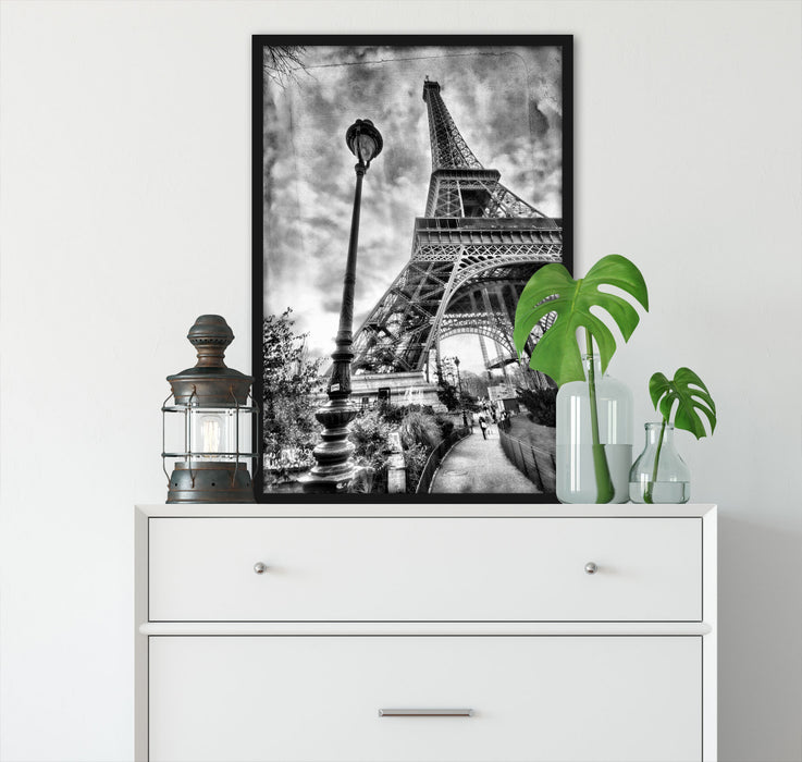 Pariser Eifelturm Retro, Poster mit Bilderrahmen