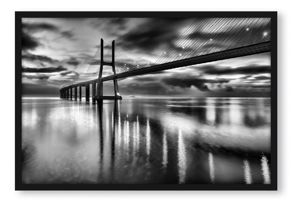 Pixxprint Brücke Lissabon, Poster mit Bilderrahmen