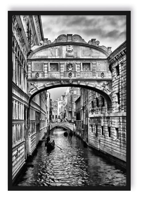 Pixxprint Romantischer Kanal in Venedig, Poster mit Bilderrahmen