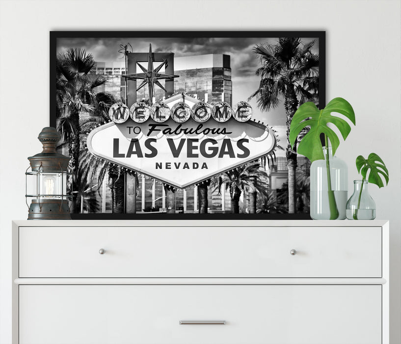Las Vegas Ortseingangsschild, Poster mit Bilderrahmen