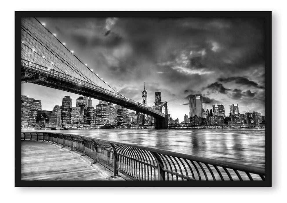Pixxprint Brooklyn Bridge Park New York, Poster mit Bilderrahmen
