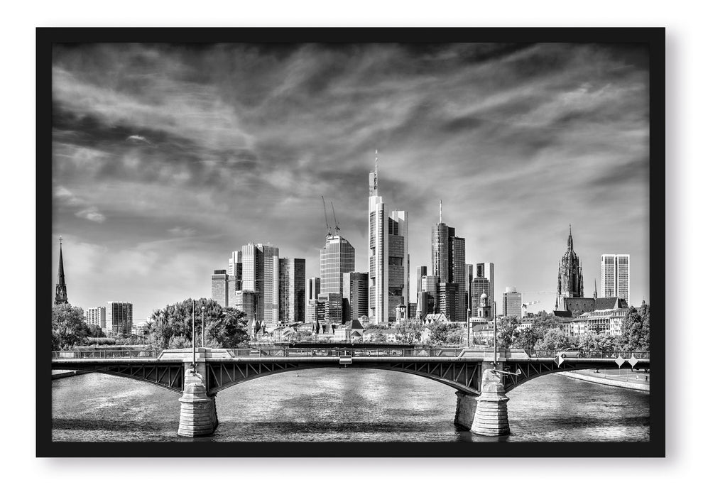 Pixxprint Skyline von Frankfurt am Main, Poster mit Bilderrahmen