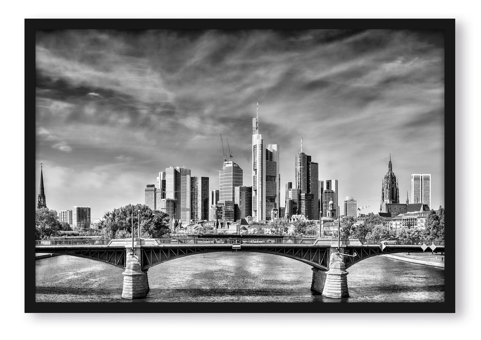 Skyline von Frankfurt am Main, Poster mit Bilderrahmen