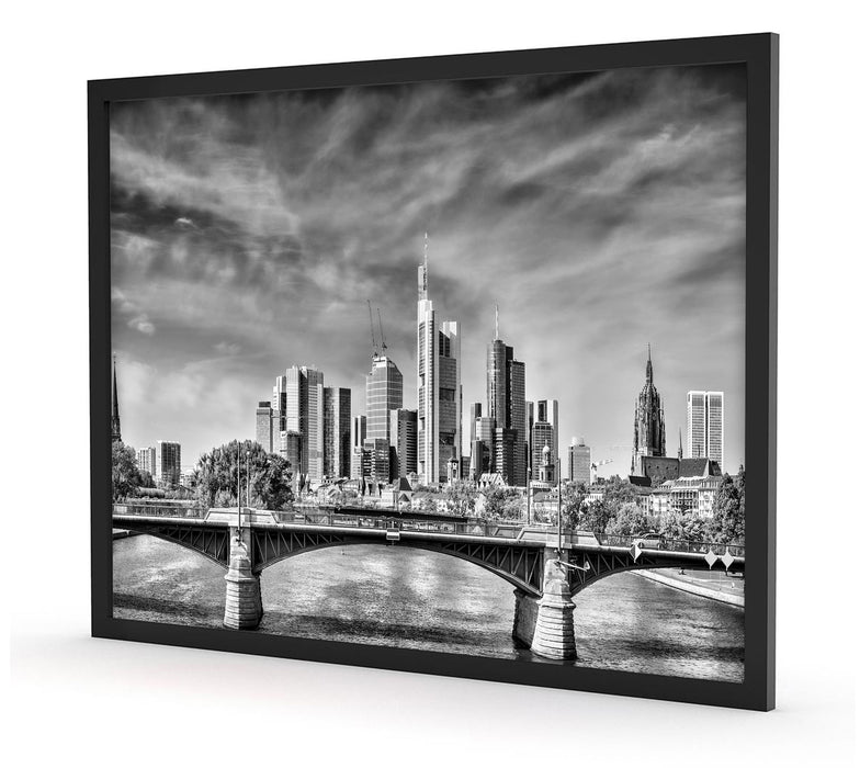 Skyline von Frankfurt am Main, Poster mit Bilderrahmen