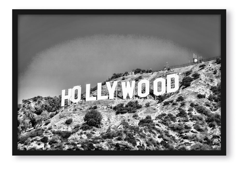Pixxprint Hollywood Wahrzeichen, Poster mit Bilderrahmen