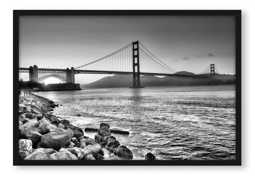 Pixxprint Imposante Golden Gate Bridge, Poster mit Bilderrahmen