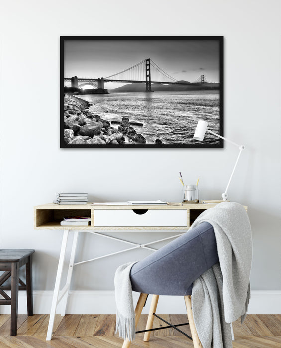 Imposante Golden Gate Bridge, Poster mit Bilderrahmen
