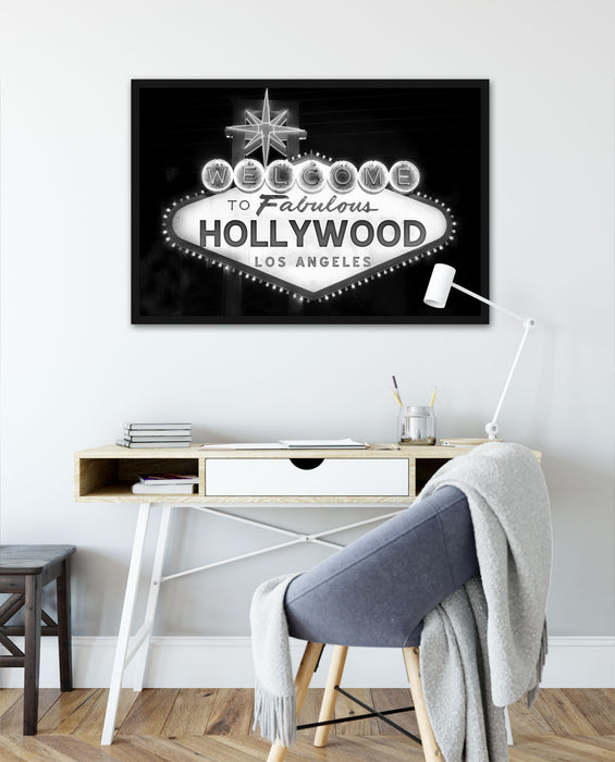 Hollywood Ortseingangsschild, Poster mit Bilderrahmen