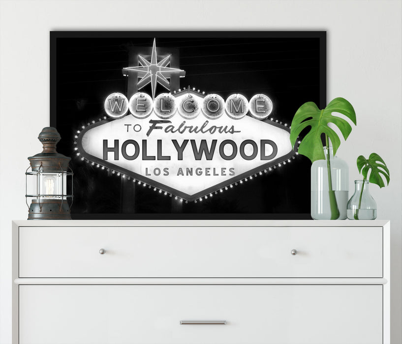 Hollywood Ortseingangsschild, Poster mit Bilderrahmen