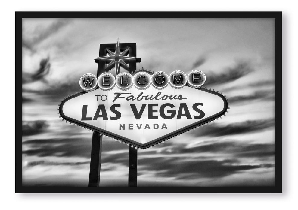 Pixxprint Las Vegas Schild, Poster mit Bilderrahmen