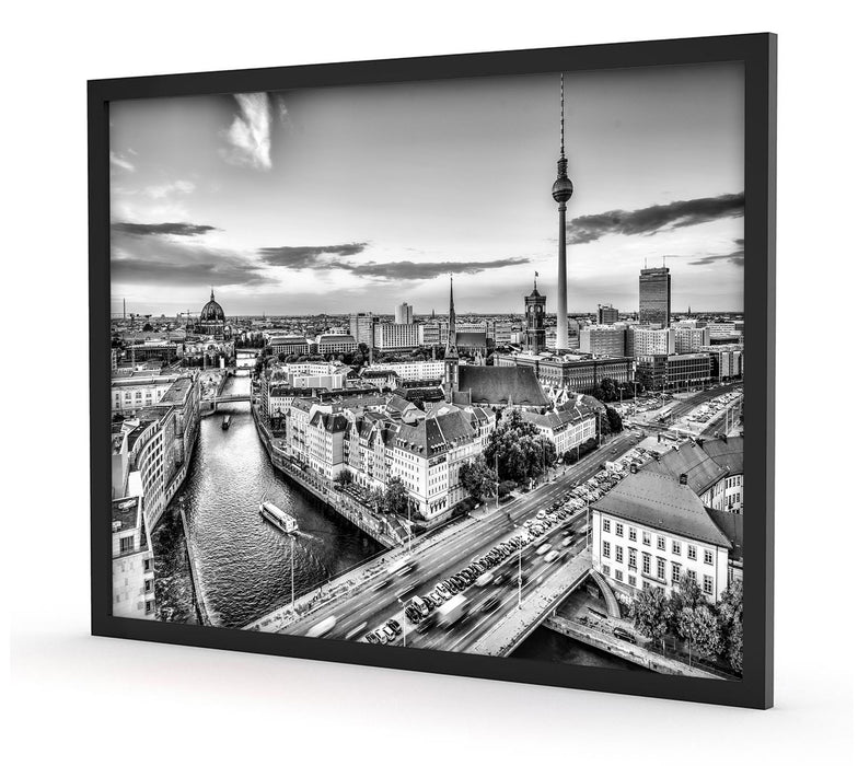Skyline von Berlin, Poster mit Bilderrahmen