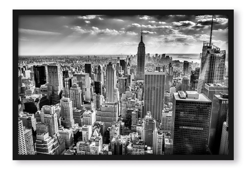 Pixxprint New York bei Tag, Poster mit Bilderrahmen