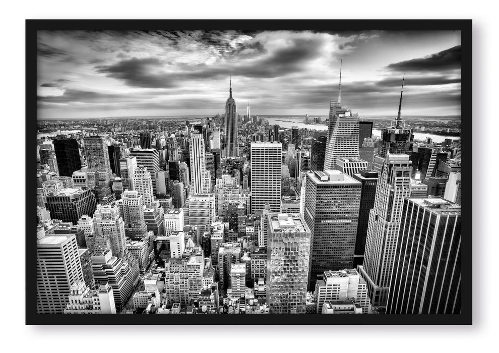 Pixxprint Skyline von New York, Poster mit Bilderrahmen