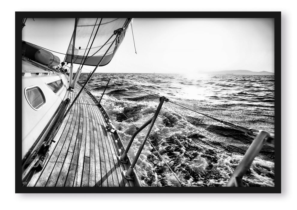 Pixxprint Segelboot im Meer, Poster mit Bilderrahmen