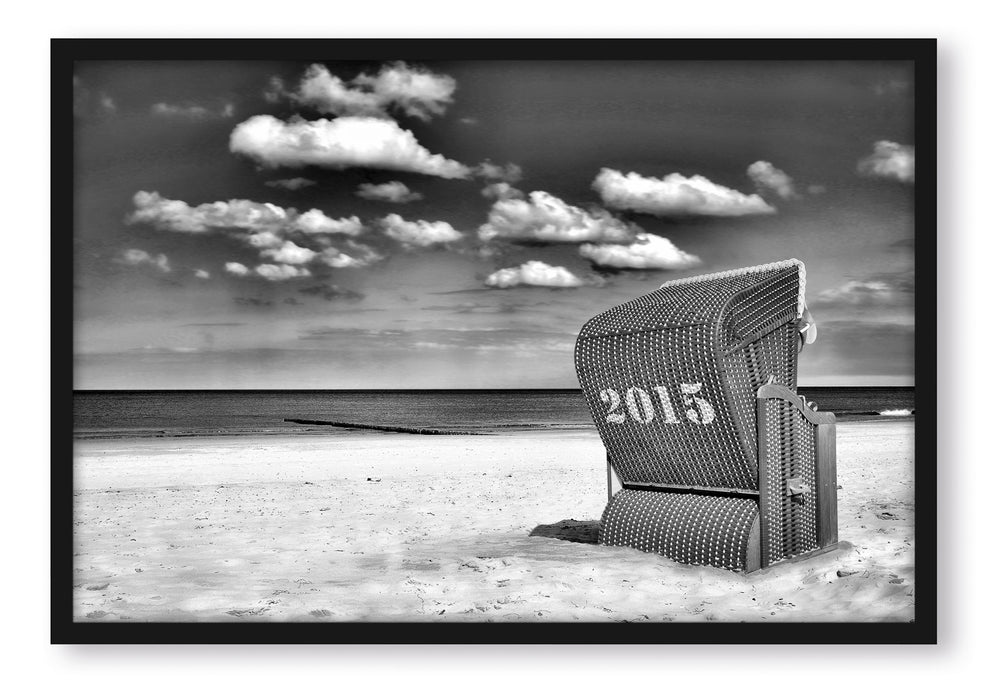 Pixxprint Strandkorb an der Nordsee, Poster mit Bilderrahmen