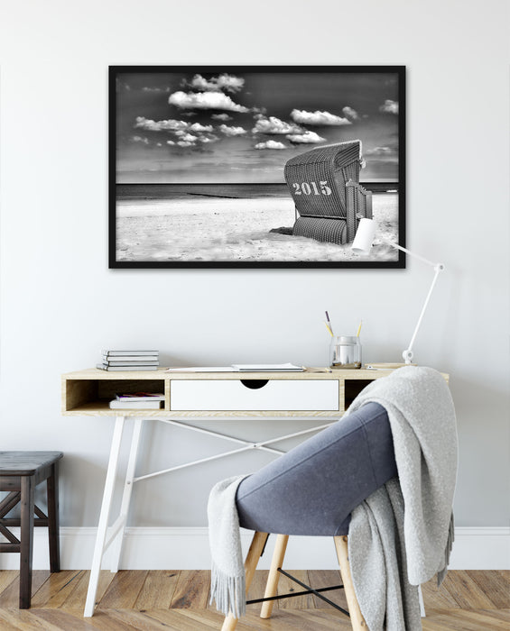 Strandkorb an der Nordsee, Poster mit Bilderrahmen