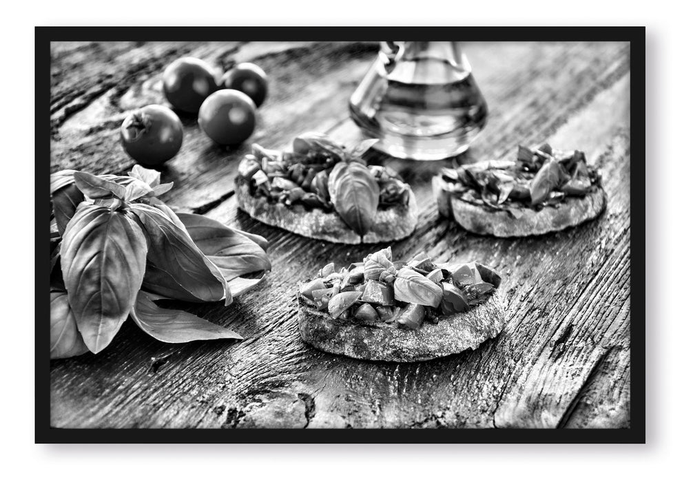 Pixxprint Italienische Bruschetta, Poster mit Bilderrahmen