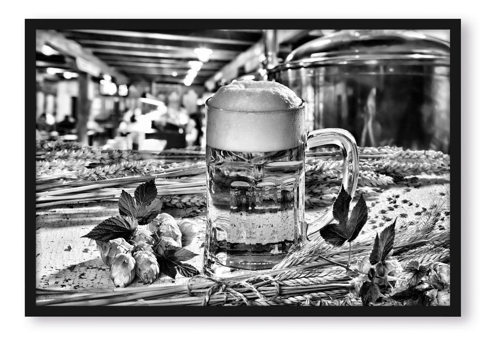 Pixxprint Deutsches frisches Bier, Poster mit Bilderrahmen