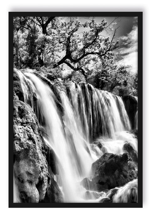 Wasserfall im Dschungel, Poster mit Bilderrahmen