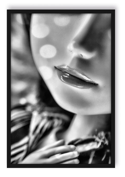 Pixxprint zarter Puppenmund, Poster mit Bilderrahmen