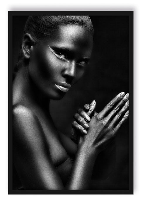 Pixxprint Fingerspitzen Lippen, Poster mit Bilderrahmen