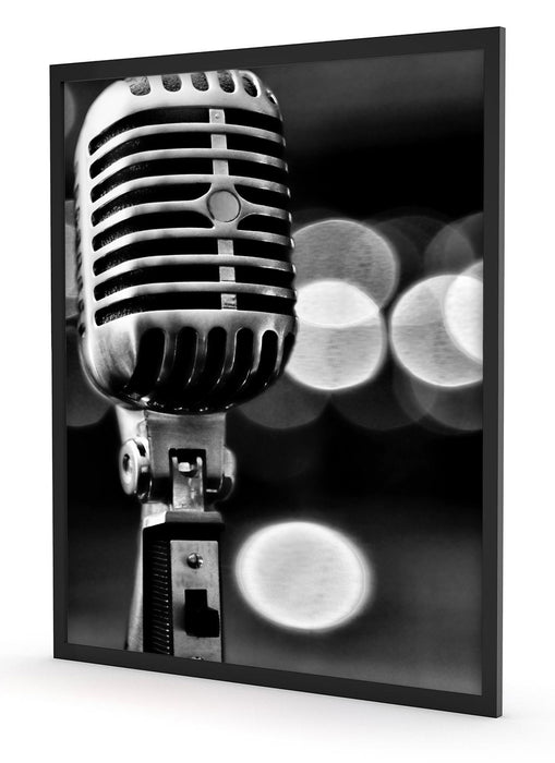 Altes Retro Mikrofon, Poster mit Bilderrahmen