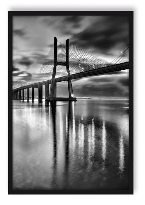 Brücke Lissabon, Poster mit Bilderrahmen