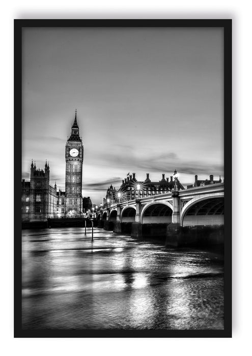 Pixxprint Westminster Bridge Big Ben, Poster mit Bilderrahmen